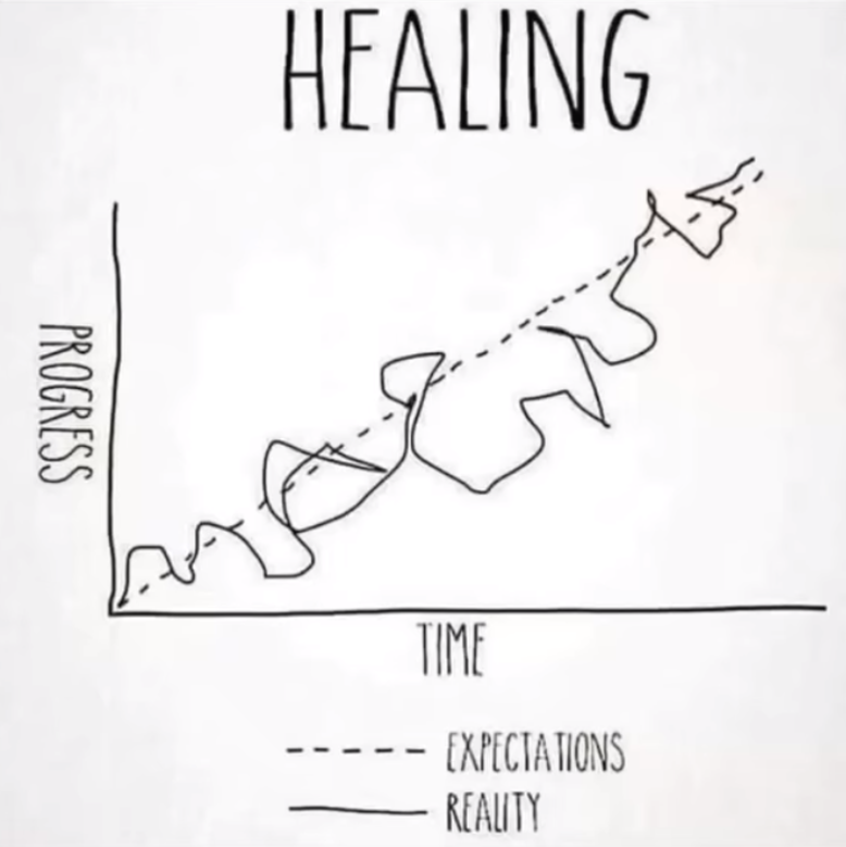 Healing progress versus expectations and reality graph.