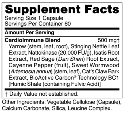 supplement facts for cardioimmune support