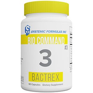 Bio Command 3 Bactrex supplement bottle.