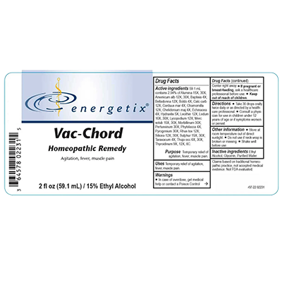 Energetix Vac-Chord homeopathic remedy bottle label