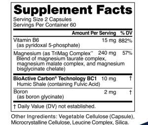 Supplement facts label for vitamins and minerals.
