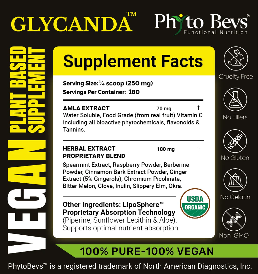 Vegan plant-based supplement facts by Phyto Bevs.