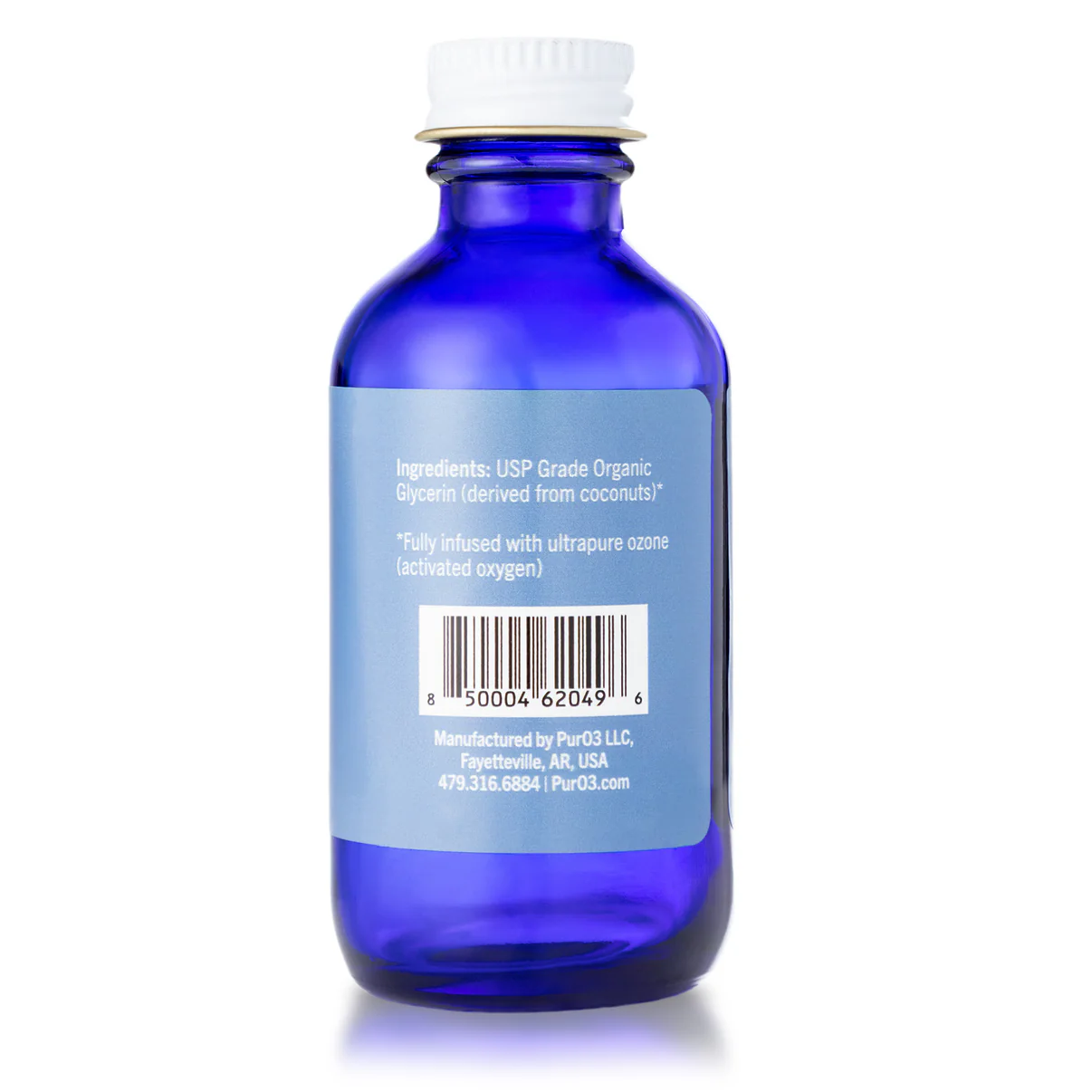 Blue bottle with organic glycerin label