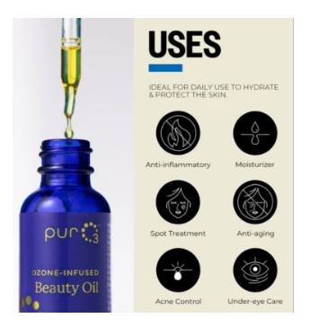 ozone infused beauty oil | puro3 uses
