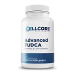 Advanced TUDCA supplement by CellCore, front of bottle, 60 capsules