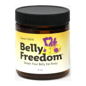 Belly Fat Freedom topical crème by Herbalix, front of the 4 oz (115 g) glass jar