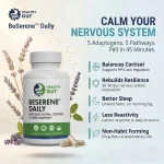BeSerene Daily benefits: balances cortisol, rebuilds resilience, better sleep, less reactivity and non-habit forming