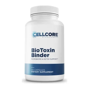 CellCore BioToxin Binder, front of the 120-capsule bottle