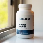 CellCore Bowel Mover bottle on a windowsill