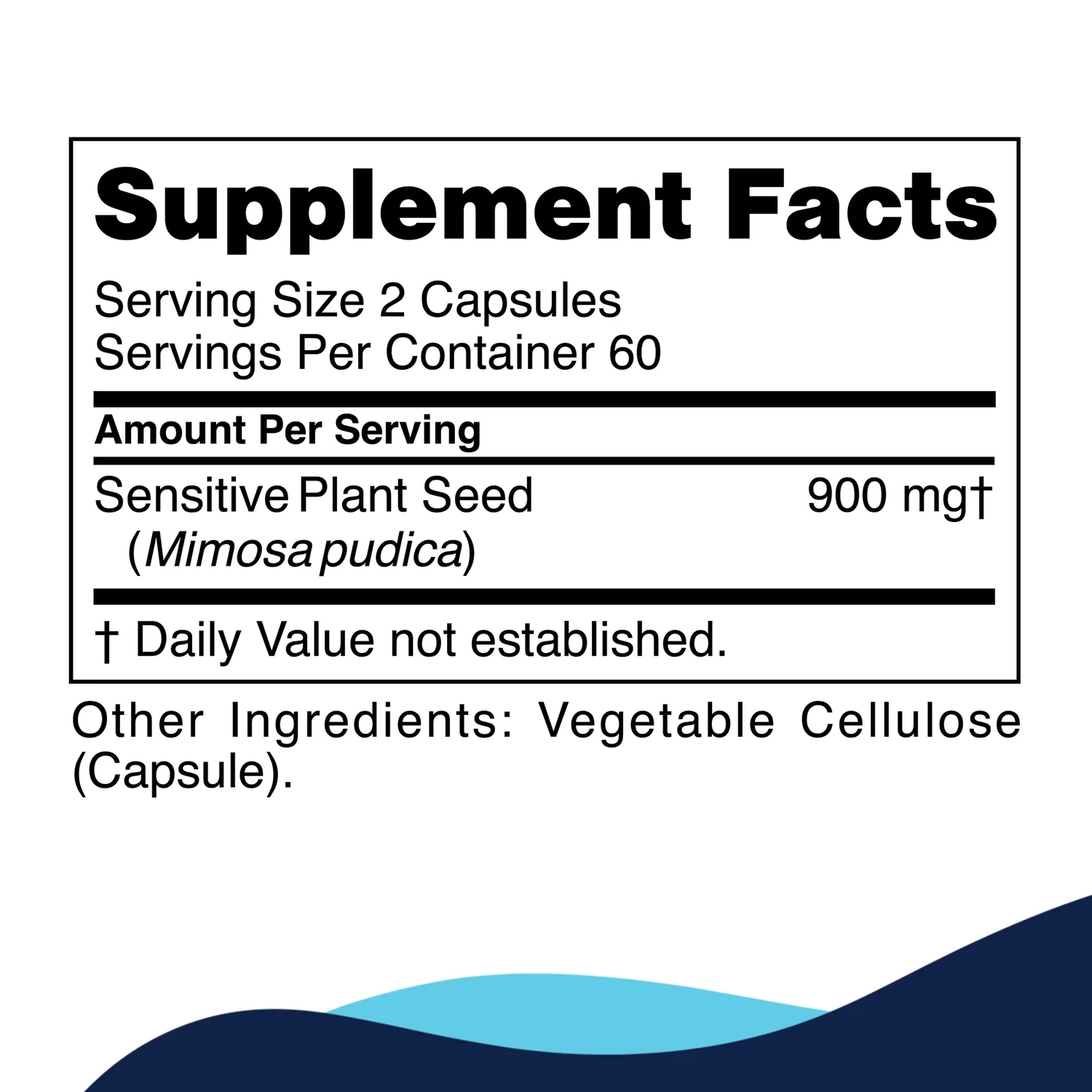 CellCore Para 1 supplement facts panel: Mimosa pudica seed 900 mg per 2-capsule serving