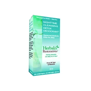 detox-deodorant-herbalix-box Herbalix Nighttime Cleansing Detox Deodorant retail box, 2.5 oz (70 g), gluten-free and free of all types of aluminium