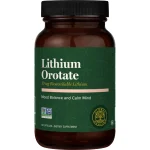 Lithium Orotate supplement by Global Healing, front of bottle, 60 capsules with 10 mg bioavailable lithium