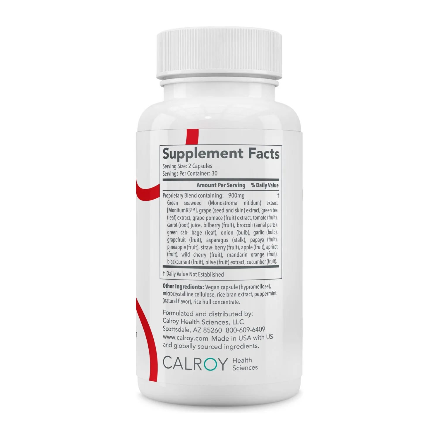 Arterosil HP supplement facts: 900 mg proprietary blend with MonitumRS green seaweed extract and a fruit and vegetable blend