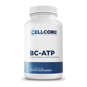 CellCore BC-ATP supplement, front of bottle, 120 capsules