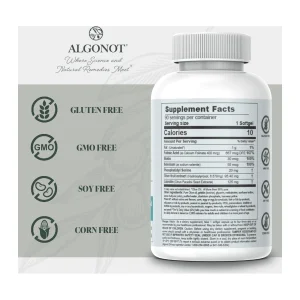 Algonot BrainGain supplement facts panel with full ingredient list