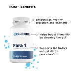 CellCore Para 1 benefits: encourages healthy digestion and drainage, helps boost immunity by cleaning the gut, supports natural detox