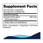 CellCore Para 1 supplement facts panel: Mimosa pudica sensitive plant seed 900 mg per two capsules