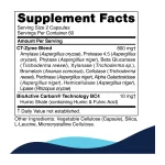 CellCore CT-Zyme supplement facts panel with the 800 mg blend of 11 digestive enzymes and BioActive Carbon