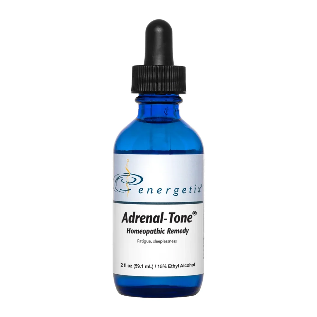 Blue dropper bottle of Energetix Adrenal-Tone homeopathic remedy, 2 fl oz