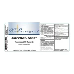 Energetix Adrenal-Tone label with Drug Facts panel: adaptogenic homeopathic ingredients, uses and directions