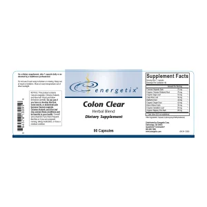Energetix Colon Clear label with supplement facts and directions