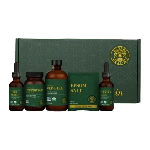 Global Healing Liver Cleanse Program kit: Liver Health, Oxy-Powder, organic olive oil, Epsom salt and Turmeric