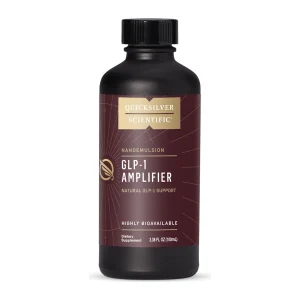 Quicksilver Scientific GLP-1 Amplifier, front of 100 mL nanoemulsion bottle