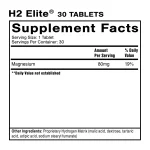 H2 Elite supplement facts with magnesium and hydrogen matrix