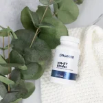 CellCore HM-ET Binder bottle beside eucalyptus leaves