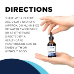 HydrOxygen directions: dilute 10 drops in a glass of water twice daily, with or without food