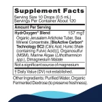HydrOxygen supplement facts panel: the HydrOxygen blend with Jerusalem artichoke, sea minerals, BioActive Carbon, MSM, marine algae and magnesium malate