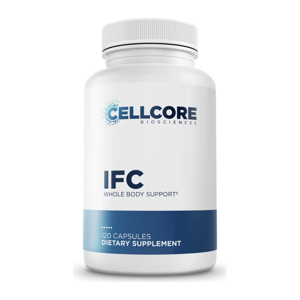 CellCore IFC supplement, front of bottle, 120 capsules
