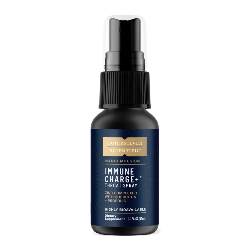 Quicksilver Scientific Immune Charge+ Throat Spray, front of bottle, 27 mL