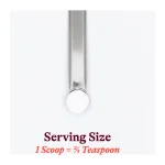 Measuring scoop showing one serving of Magnesium Malate Powder equals two-thirds of a teaspoon