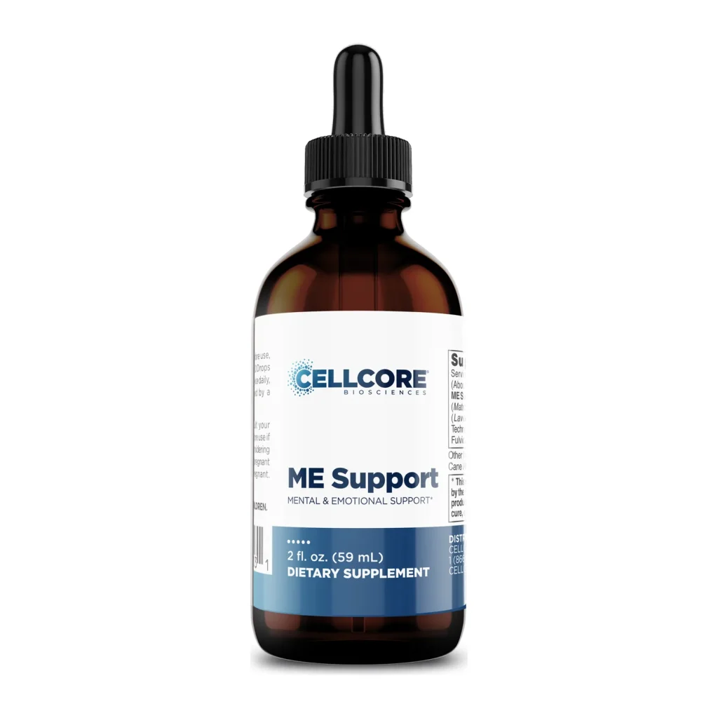 CellCore ME Support supplement, front of dropper bottle, 59 ml