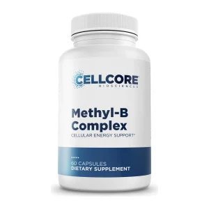 CellCore Methyl-B Complex bottle, front — 60 capsules of methylated B vitamins for cellular energy