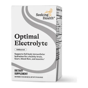 Seeking Health Optimal Electrolyte Unflavoured, front of the box of 30 stick packs