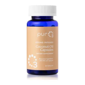 PurO3 Ozone-Infused Coconut Oil Capsules bottle, 90 capsules