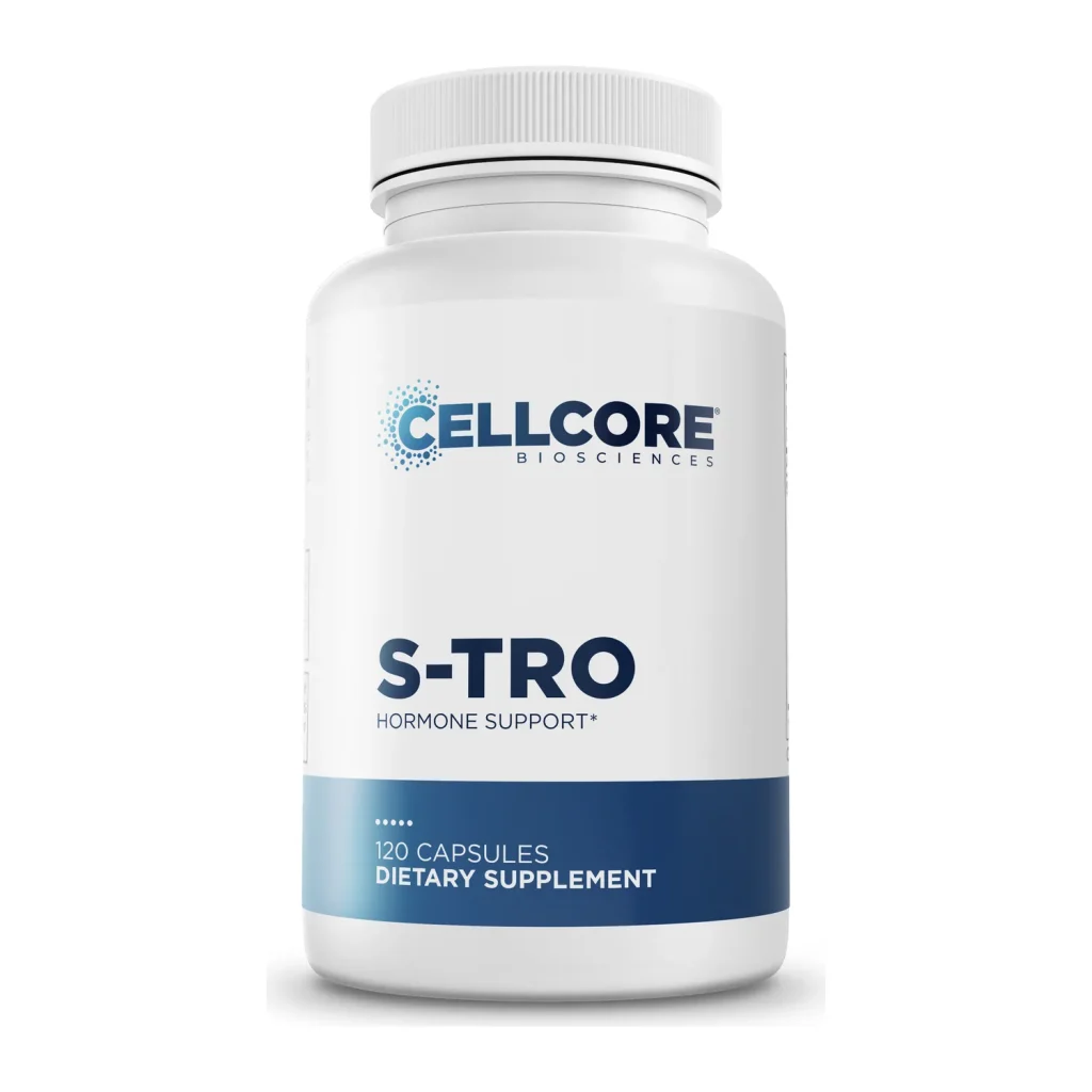 CellCore S-TRO bottle, front — 120 capsules of adaptogenic hormone support