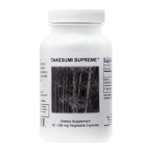 Supreme Nutrition Takesumi Supreme carbonised bamboo capsules, front of bottle, 90 capsules