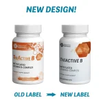 ThiActive B old and new label design on the same 60 capsule bottle