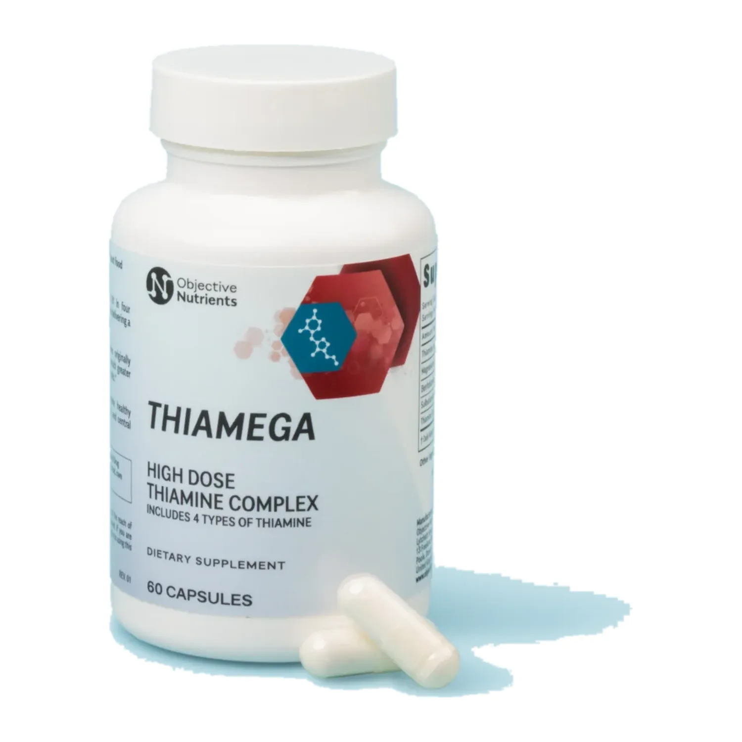 Objective Nutrients Thiamega bottle, 60 capsules of high dose thiamine (vitamin B1) in four forms