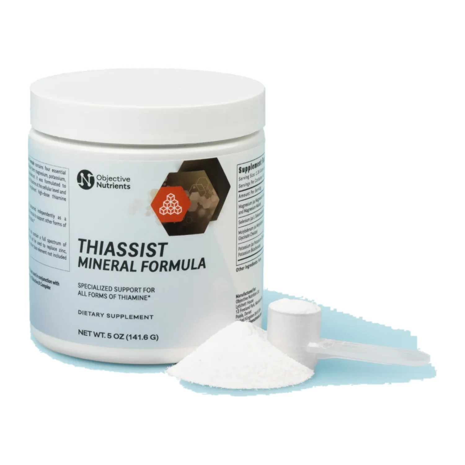Objective Nutrients ThiAssist mineral formula powder tub, 60 scoops