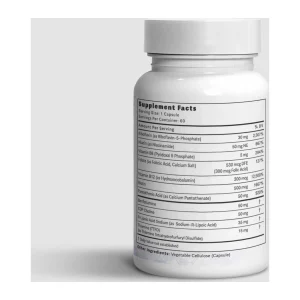 thiavite-supplement-facts-label Thiavite supplement facts label with methyl-free B vitamins, benfotiamine, CDP choline, R-lipoic acid and TTFD