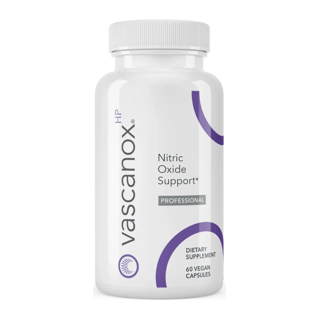 Calroy Vascanox HP, front of bottle, 60 vegan capsules for nitric oxide support