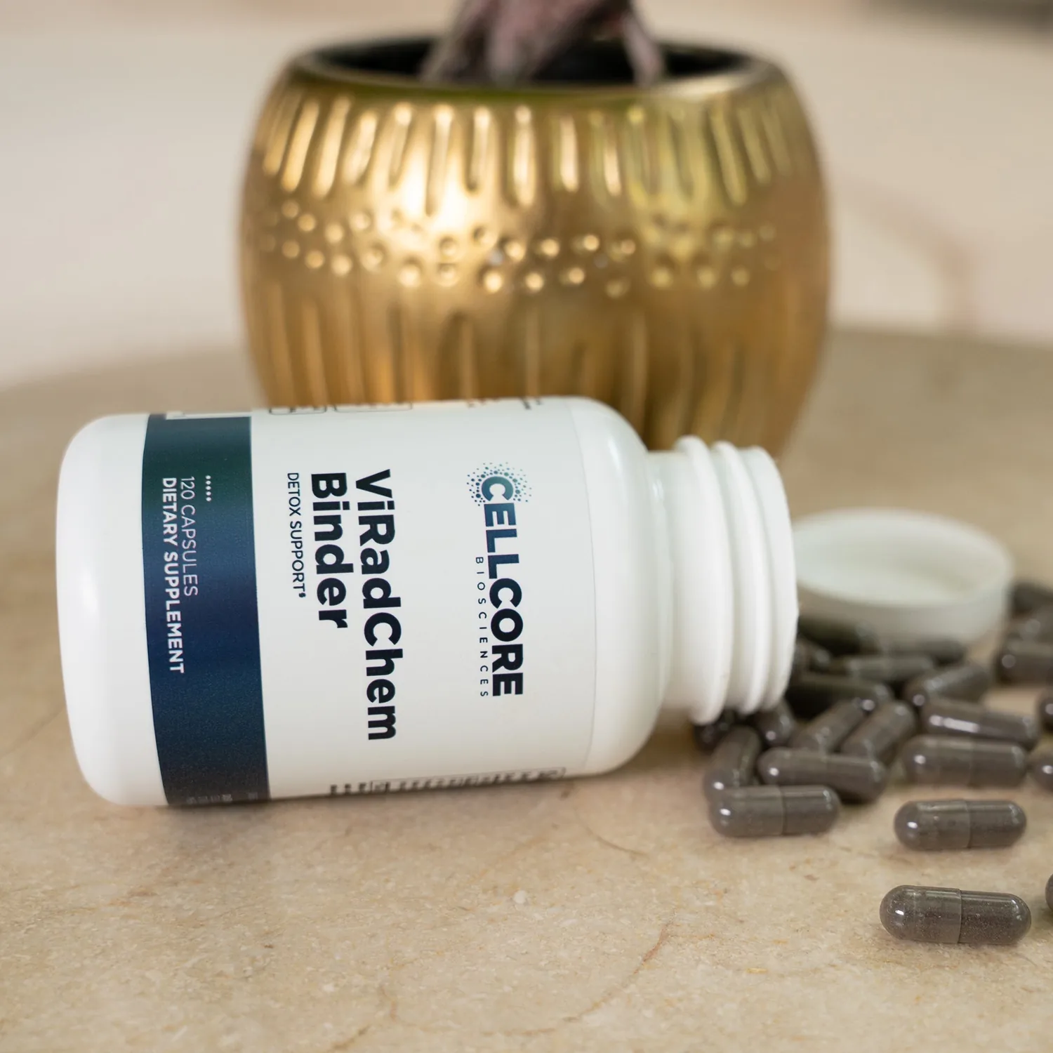 CellCore ViRadChem Binder bottle in a home setting