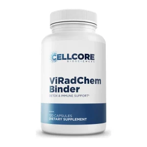 CellCore ViRadChem Binder supplement, front of bottle, 120 capsules