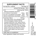ACP supplement facts: vitamins A, C and E with calcium and a proprietary blend of rose hips, citrus bioflavonoids, paprika, damiana, pedra hume caa, carrot, peach bark and liver, thymus and spleen RNA/DNA tissue factors