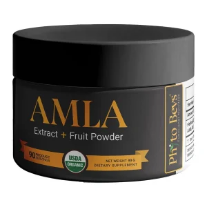 Amla Pure Amla Extract + Fruit Powder, front of the 90 g tub, 90 servings, USDA Organic