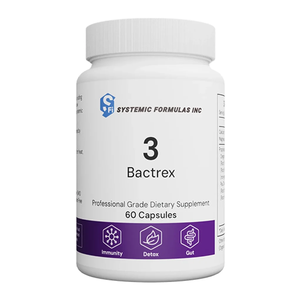 Systemic Formulas 3 Bactrex bottle of 60 capsules, front label